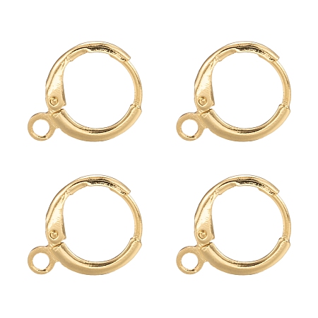 ARRICRAFT Brass Huggie Hoop Earring Findings, with Loop, Long-Lasting Plated, Lead Free & Nickel Free, Real 18K Gold Plated, 14.7x11.7x2mm, Hole: 1.8mm