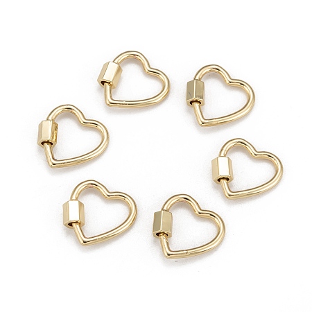 Honeyhandy Brass Screw Carabiner Lock Charms, for Necklaces Making,  Heart, Golden, 18.5x18.5x2mm, Screw: 6x5.5mm