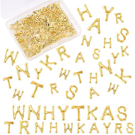OLYCRAFT 180pcs Alphabet Resin Fillers Charms Letter Alloy Cabochons Alloy Epoxy Resin Supplies Filling Accessories 9 Letters Charms for Nail Art Decorations Resin Jewelry Making - Golden
