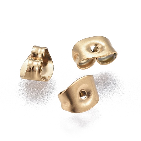 Honeyhandy Ion Plating(IP) 304 Stainless Steel Ear Nuts, Earring Backs, Golden, 6x4.5x3mm, Hole: 0.8mm