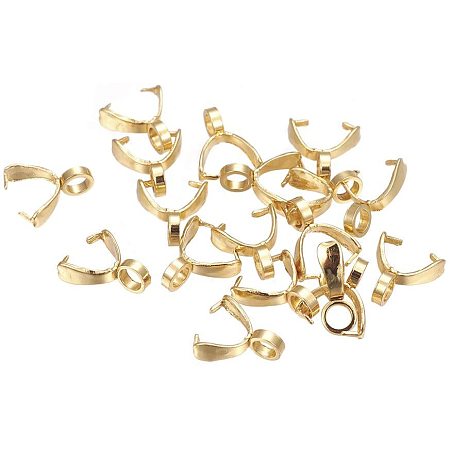 UNICRAFTALE 100pcs Stainless Steel Pinch Bails Ice Pick & Pinch Bails Golden Clasps Components for Pendant Jewelry Making 9x3mm, Hole 2~2.5mm