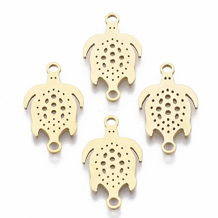 Honeyhandy 201 Stainless Steel Links connectors, Laser Cut, Sea Turtle, Golden, 19.5x11.5x1mm, Hole: 1.6mm
