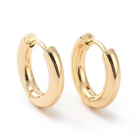 Honeyhandy Ion Plating(IP) Brass Huggie Hoop Earrings for Women, Real 18K Gold Plated, 9 Gauge, 15x16x3mm, Pin: 1mm