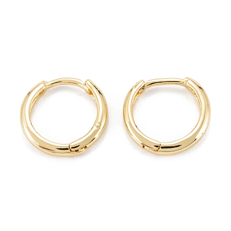 Honeyhandy Brass Huggie Hoop Earrings, Ring, Real 18K Gold Plated, 12 Gauge(2mm), 13.5x13x2mm, Pin: 1mm