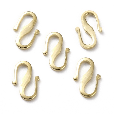 Honeyhandy Brass S Hook Clasps, Long-Lasting Plated, Real 24K Gold Plated, 12x7.5x1mm
