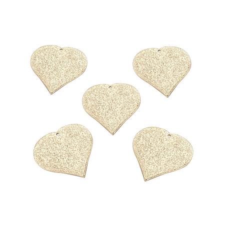 ArriCraft About 5pcs Brass Pendants for DIY Bracelet Necklace Earring Making, Real Gold Plated, Heart, 23x23x1.5mm, Hole: 1mm