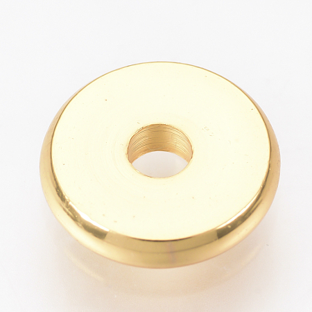 Honeyhandy Brass Spacer Beads, Disc, Real 18K Gold Plated, 4x1.6mm, Hole: 1.5mm