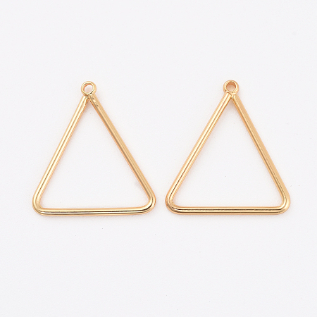 Honeyhandy Brass Pendants, Triangle, Nickel Free, Real 18K Gold Plated, 16.5x16x1mm, Hole: 0.5mm