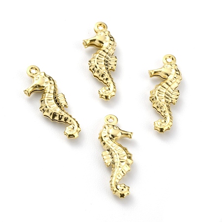 Honeyhandy Brass Pendants, Long-Lasting Plated, Sea Horse, Real 24K Gold Plated, 21x7.5x3mm, Hole: 1mm
