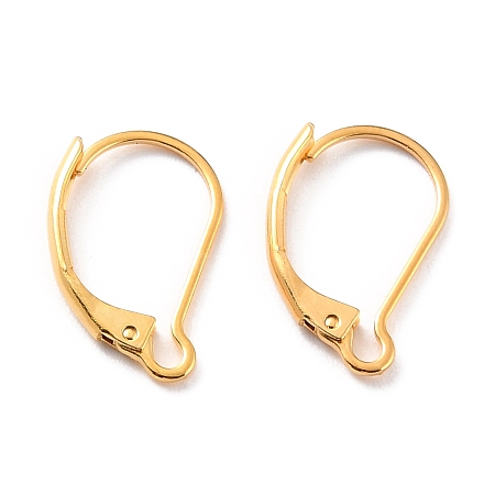 Honeyhandy 304 Stainless Steel Leverback Earring Findings, Real 24K Gold Plated, 16.5x10x2mm, Pin: 1mm