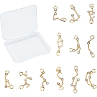 SUNNYCLUE 1 Box 12 Styles Gold Zodiac Charm Rhinestone Twelve Constellation Sign Alloy Pendants Golden Plated Virgo Scorpio Libra for Jewelry Making Charms Bracelets Necklaces Findings