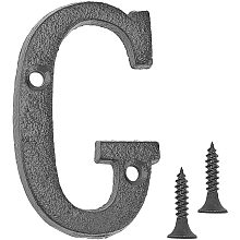 GORGECRAFT 2PCS Cast Iron Door Letter 2.95 Inch Rustic Metal Home Address Letters Mailbox Numbers with Matching Screws, Letter G