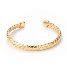 Honeyhandy Rack Plating Brass Cuff Bangles for Women Men, Long-Lasting Plated Twist Texture Bangles, Cadmium Free & Lead Free, Real 18K Gold Plated, Inner Diameter: 2-3/8 inch(6.1cm)