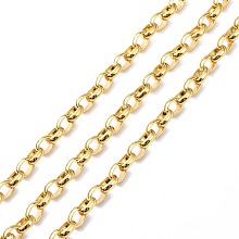 Honeyhandy Brass Cable Chain, with Spool, Soldered, Real 18K Gold Plated, 7.5x6x2mm