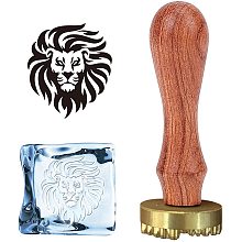 CRASPIRE Ice Stamp Lion Ice Cube Stamp Ice Branding Stamp with Removable Brass Head & Wood Handle Vintage 1.2" Ice Stamp for Ice Cubes Cocktail Whiskey Mojito Drinks Bar Making DIY Crafting