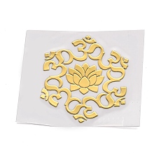 Honeyhandy Self Adhesive Brass Stickers, Scrapbooking Stickers, for Epoxy Resin Crafts, Lotus, Golden, 3.5x3.3x0.05cm