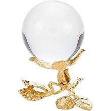 Rose Shaped Crystal Ball Display Stand, Metal Display Holder Crystal Sphere Stand Flower Shaped Egg Rocks Stand for Collections Figurines Gemstones Home Office Decoration, Golden