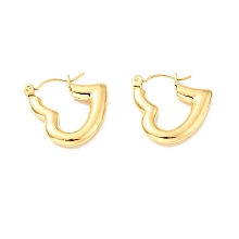 Honeyhandy Ion Plating(IP) 304 Stainless Steel Heart Hoop Earrings for Women, Golden, 20x20x3mm, Pin: 0.8mm