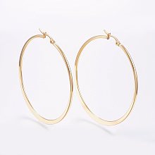 Honeyhandy 304 Stainless Steel Big Hoop Earrings, Hypoallergenic Earrings, Flat Ring Shape, Golden, 12 Gauge, 59~61x2mm, Pin: 0.7x1mm