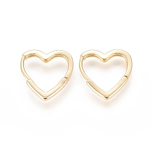 Honeyhandy Brass Huggie Hoop Earrings, Long-Lasting Plated, Heart, Real 18K Gold Plated, 16.5x16x2mm, Pin: 1mm