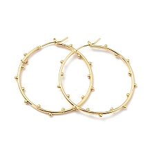 Honeyhandy Brass Beaded Big Hoop Earrings for Women, Cadmium Free & Nickel Free & Lead Free, Real 18K Gold Plated, 39x2mm, Pin: 0.7mm