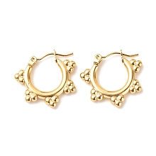 Honeyhandy Ion Plating(IP) 304 Stainless Steel Flower Hoop Earrings for Women, Golden, 19x21mm, Pin: 0.8mm