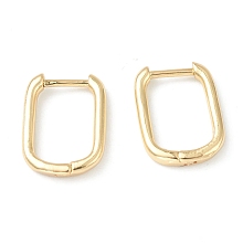 Honeyhandy Brass Huggie Hoop Earrings, Long-Lasting Plated, Rectangle, Golden, 15.5x11.5x2mm, Pin: 1mm