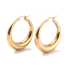 Honeyhandy 304 Stainless Steel Hoop Earrings, Hypoallergenic Earrings, Ring, Real 24K Gold Plated, 40x38.5x3.5~9mm, Pin: 0.8mm