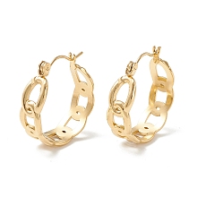 Honeyhandy 304 Stainless Steel Curb Chain Chunky Hoop Earrings for Women, Golden, 22x20.5x7mm, Pin: 0.7mm