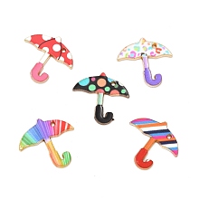 Alloy Enamel Pendants, Cadmium Free & Nickel Free & Lead Free, Golden, Umbrella Charm, Mixed Color, 20.5x21x1.5mm, Hole: 1mm