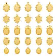 Honeyhandy 5Pcs 5 Style Alloy Pendant Cabochon Settings, Plain Edge Bezel Cups, Oval, Golden, Tray: 25~18x18~25mm, 32~45x23~30x2~2.5mm, Hole: 2~4x6mm