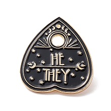 Honeyhandy He They Word Enamel Pin, Spade Alloy Badge for Backpack Clothes, Golden, Black, 30x27.5x2mm, Pin: 1mm, Hole: 4mm