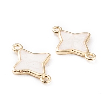 Honeyhandy Brass Enamel Links, Long-Lasting Plated, Star, White, Real 18K Gold Plated, 19x13.5x2mm, Hole: 1.4mm