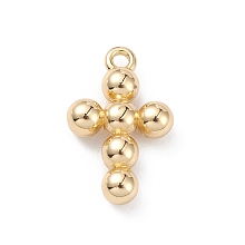 Honeyhandy Rack Plating Brass Pendants, Cross Charms, Long-Lasting Plated, Cadmium Free & Lead Free, Real 18K Gold Plated, 14.5x9.5x3mm, Hole: 1.2mm