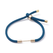 Honeyhandy Braided Nylon Cord Bracelet Making, with Brass Findings, Blue, 9-1/2 inch(24cm), Link: 30x4mm