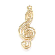 Honeyhandy Zinc Alloy Open Back Bezel Pendants, For DIY UV Resin, Epoxy Resin, Pressed Flower Jewelry, Musical Note, Golden, 46x16.6x2mm, Hole: 2.3mm