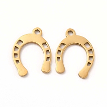 Honeyhandy 201 Stainless Steel Charms, Horseshoe, Golden, 13.5x10.5x1mm, Hole: 1mm