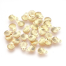 Honeyhandy 304 Stainless Steel Pendants, Shell, Golden, 7.5x5.5x0.5mm, Hole: 0.8mm