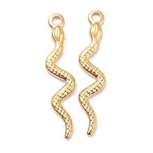 Honeyhandy 304 Stainless Steel Pendants, Snake, Golden, 28x6x2mm, Hole: 1.8mm