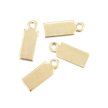 Honeyhandy Ion Plating(IP) 304 Stainless Steel Pendants, Stamping Blank Tag Charms, Rectangle, Golden, 11x4x0.8mm, Hole: 1.4mm