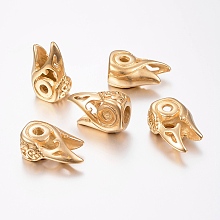 Honeyhandy Ion Plating(IP) 304 Stainless Steel Beads, Large Hole Beads, Bird Head, Golden, 21.5x14x9mm, Hole: 6mm