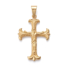 Honeyhandy Easter 304 Stainless Steel Big Pendants, Crucifix Cross, Golden, 55.5x37.5x7mm, Hole: 6.5x11mm