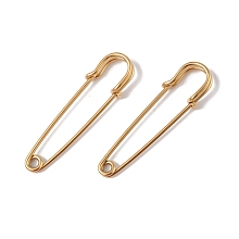 Honeyhandy Ion Plating(IP) 304 Stainless Steel Safety Pins Brooch Findings, Kilt Pins for Lapel Pin Making, Golden, 50.5x14x5.5mm