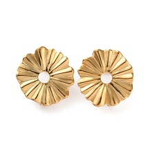 Honeyhandy 304 Stainless Steel Stud Earring Findings, Flower, with Vertical Loops, Golden, 19x18mm, Hole: 3.5mm, Pin: 0.8mm