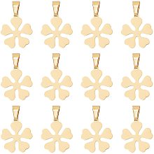 UNICRAFTALE 12pcs Flower Shape Charm Hypoallergenic Golden Charms Stainless Steel Pendants Laser Cut Charm 5x3mm Hole for Jewelry Making, 19mm