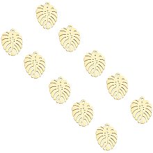 UNICRAFTALE About 20pcs Golden Leaf Pattern Charms Stainless Steel Pendants Metal Hollow Leaf Pendant for Necklace Jewelry Making, Hole 1.4mm