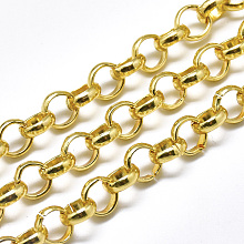 Honeyhandy Aluminium Rolo Chains, Belcher Chain, Unwelded, Golden, 8x2.5mm