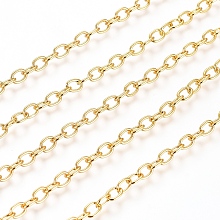 Honeyhandy 3.28 Feet Brass Cable Chains, Soldered, Flat Oval, Long-Lasting Plated, Real 18K Gold Plated, 5x3.5x0.7mm