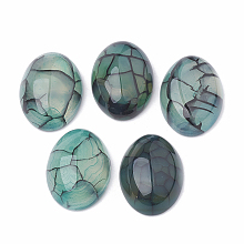 Natural Agate Cabochons,  Dyed, Oval, Aqua, 25x18x7.5~8mm