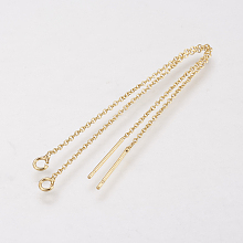 Honeyhandy Brass Chain Stud Earring Findings, Ear Threads, Golden, 90mm, Pin: 0.5mm